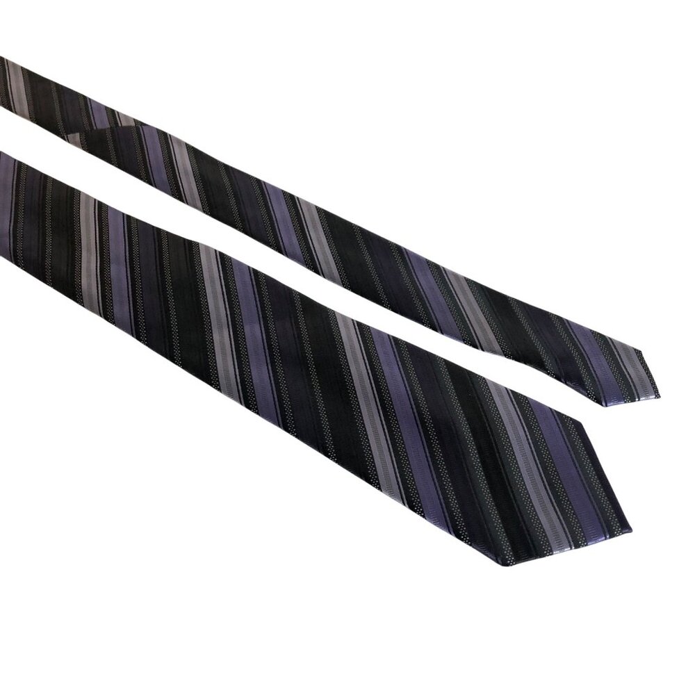 Ziggurat Purple Black Striped Tie Accessory Office Necktie Work Formal Gift